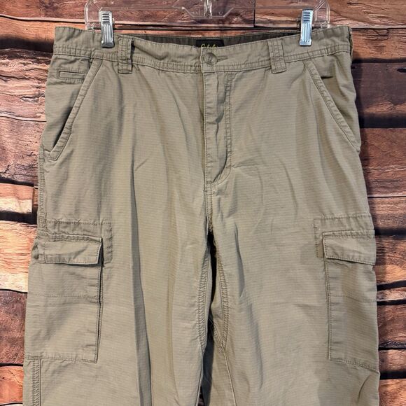 Cabelas Cargo Pants 34 X 30 Men's Tan Rip Stop Check Pattern Outdoors Cotton - Picture 2 of 12